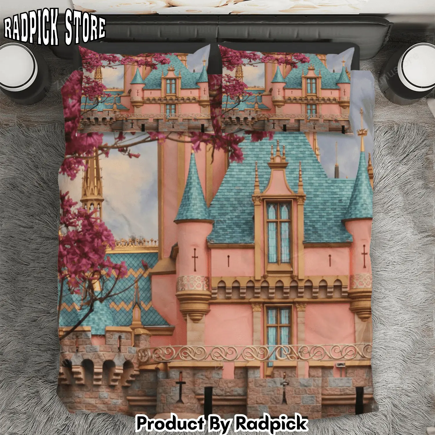 Radpick sleeping beauty disney castle princess 24 3pcs 3pcs bedding set duvet cover and pillow cases gift for fan rp3272248